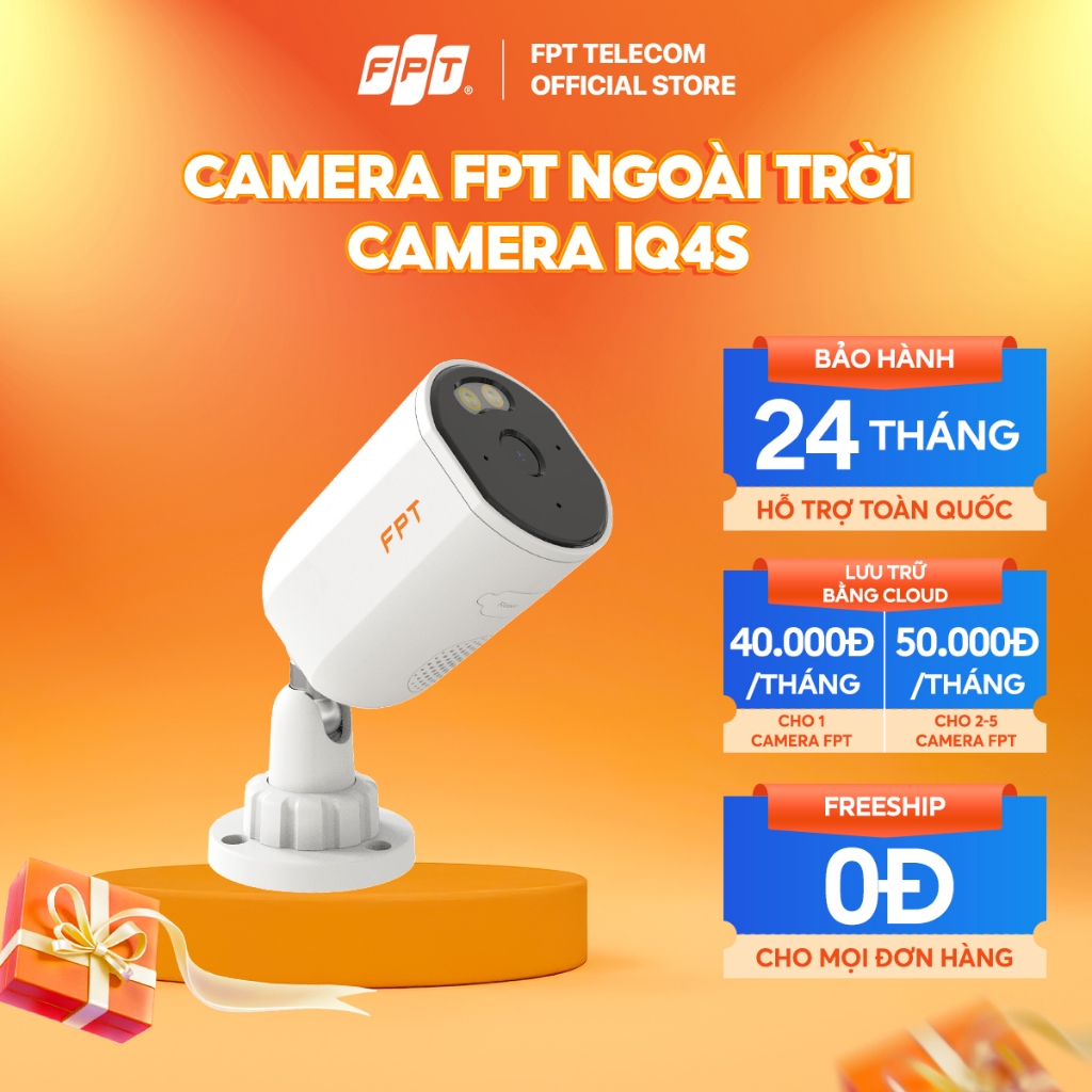 [1 TRIỆU 3 CAM - DEAL ĐỘC QUYỀN] Camera FPT Ngoài Trời IQ4S - Lưu Trữ Bằng Cloud Bảo Mật - Chính Hãn
