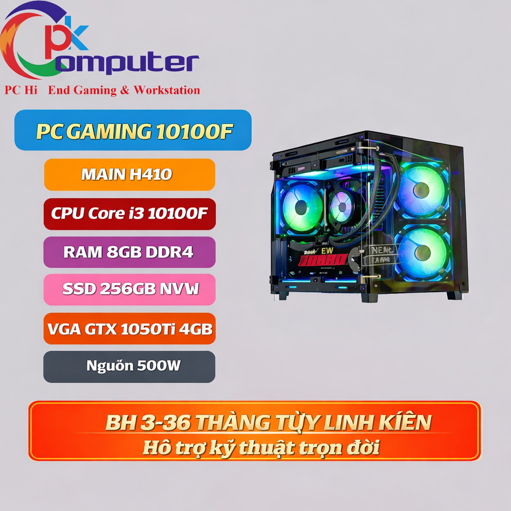 PC GAMING MAIN B460 i3 10100F – GTX 1050Ti 4GB | Cân Game Tốt – Giá Học Sinh