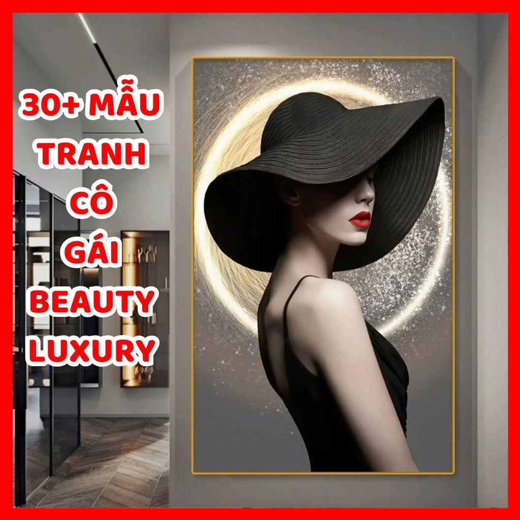 Tranh Cô Gái Trừu Tượng Nghệ Thuật Bắc Âu Beauty Luxury Treo Phòng Khách - Tranh Decor Quán Spa, Trang Trí Shop Bán Hàng