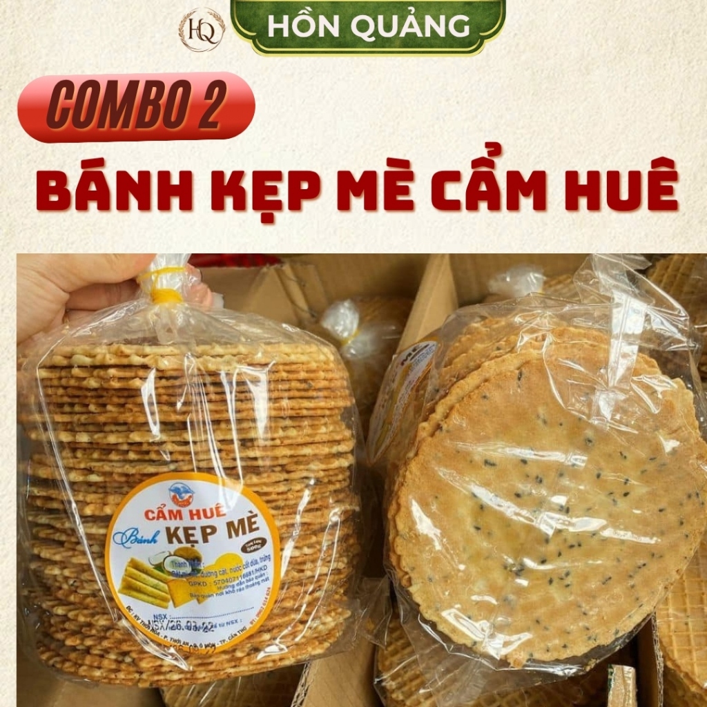 [COMBO 2 BỊCH] Bánh Kẹp Mè Cẩm Huê Chính Gốc – Bánh Giòn Rụm, Ngọt Thanh, Đậm Vị Quê