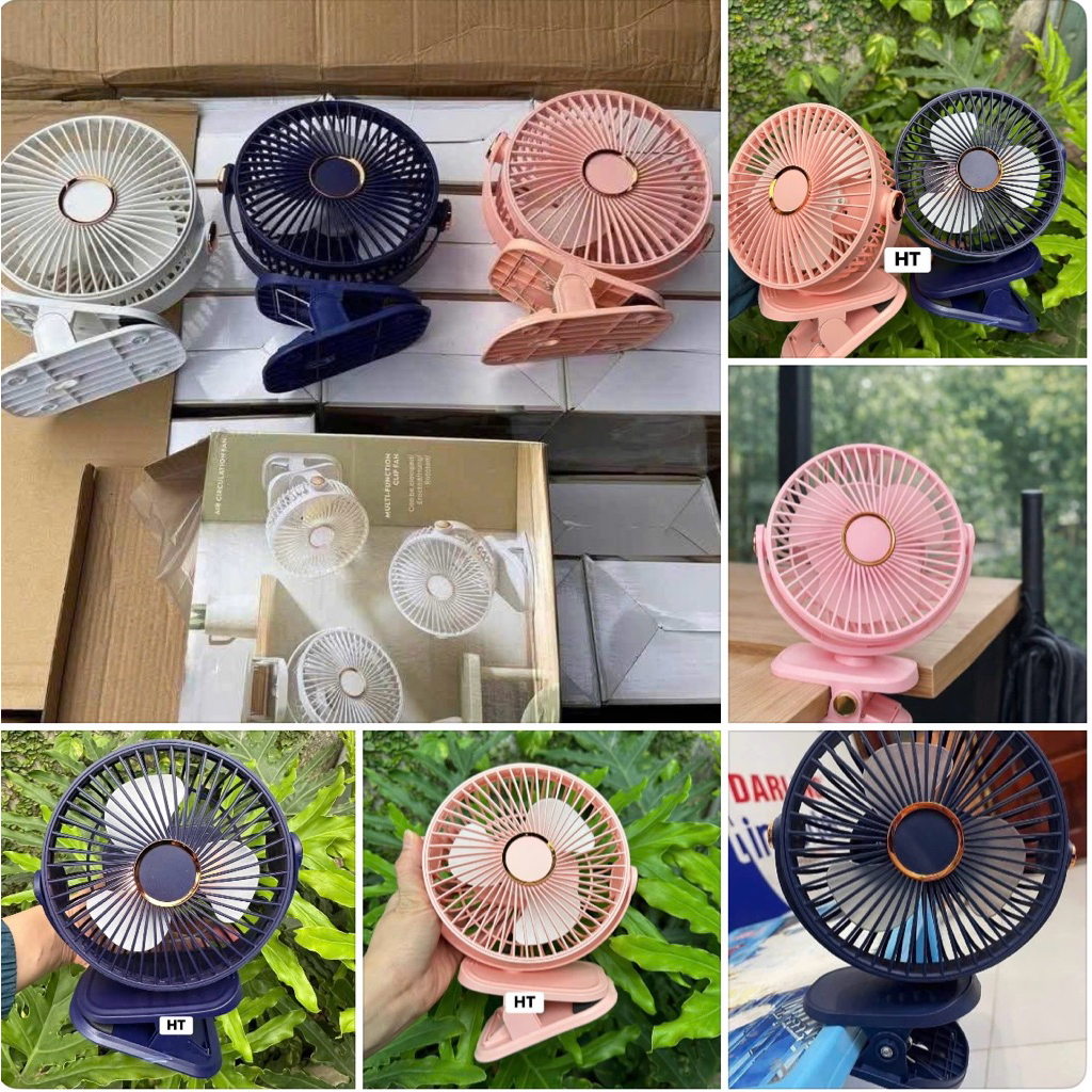 Quạt kẹp bàn mini tích điện PLSHARK kẹp bàn