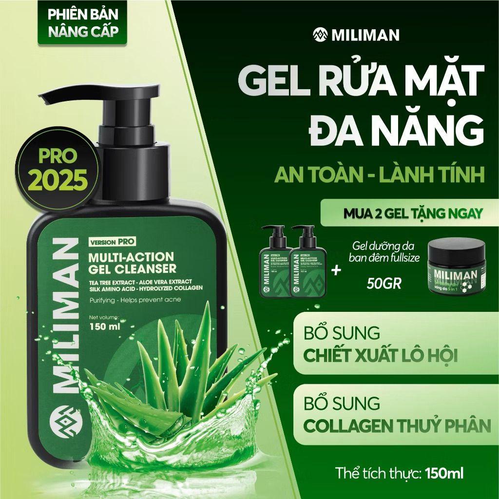 Sữa Rửa Mặt Nam Da Dầu MILIMAN 150ml - Làm Sạch Sâu, Giúp Kiểm Soát Dầu Nhờn, Hỗ Trợ Ngừa Mụn