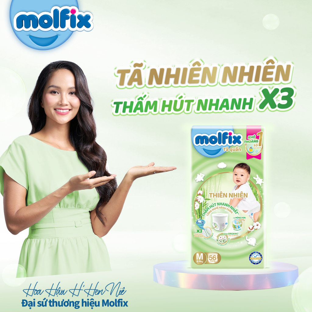 Tã/bỉm quần Molfix Thiên nhiên Ultra size XXL (15kg 25kg) Gói 56 miếng