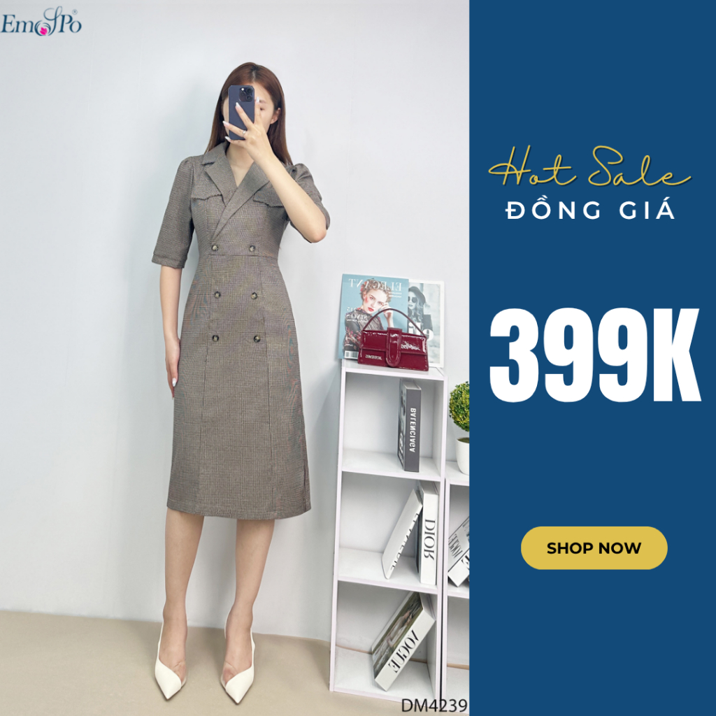 Đầm cổ V dáng xờ EMSPO DM4239