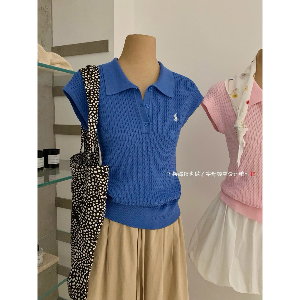Áo Polo Dệt Kim Sát Nách WGWE Studio - Áo Len Tăm Cổ Đức Thêu Logo Style Old Money - [Mã 9194]