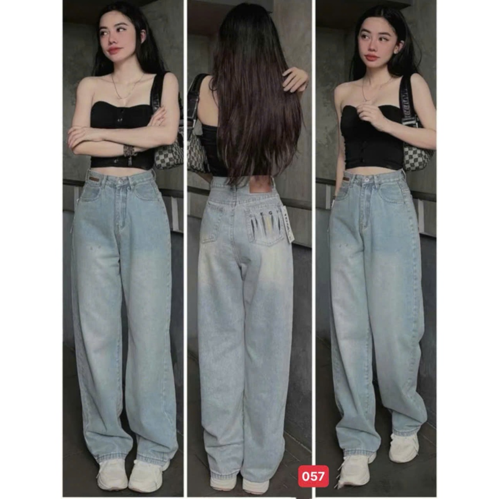 Quần jean nữ ống rộng, quần baggy nữ chất denim cạp cao thời trang A-T Fashion - MQ050