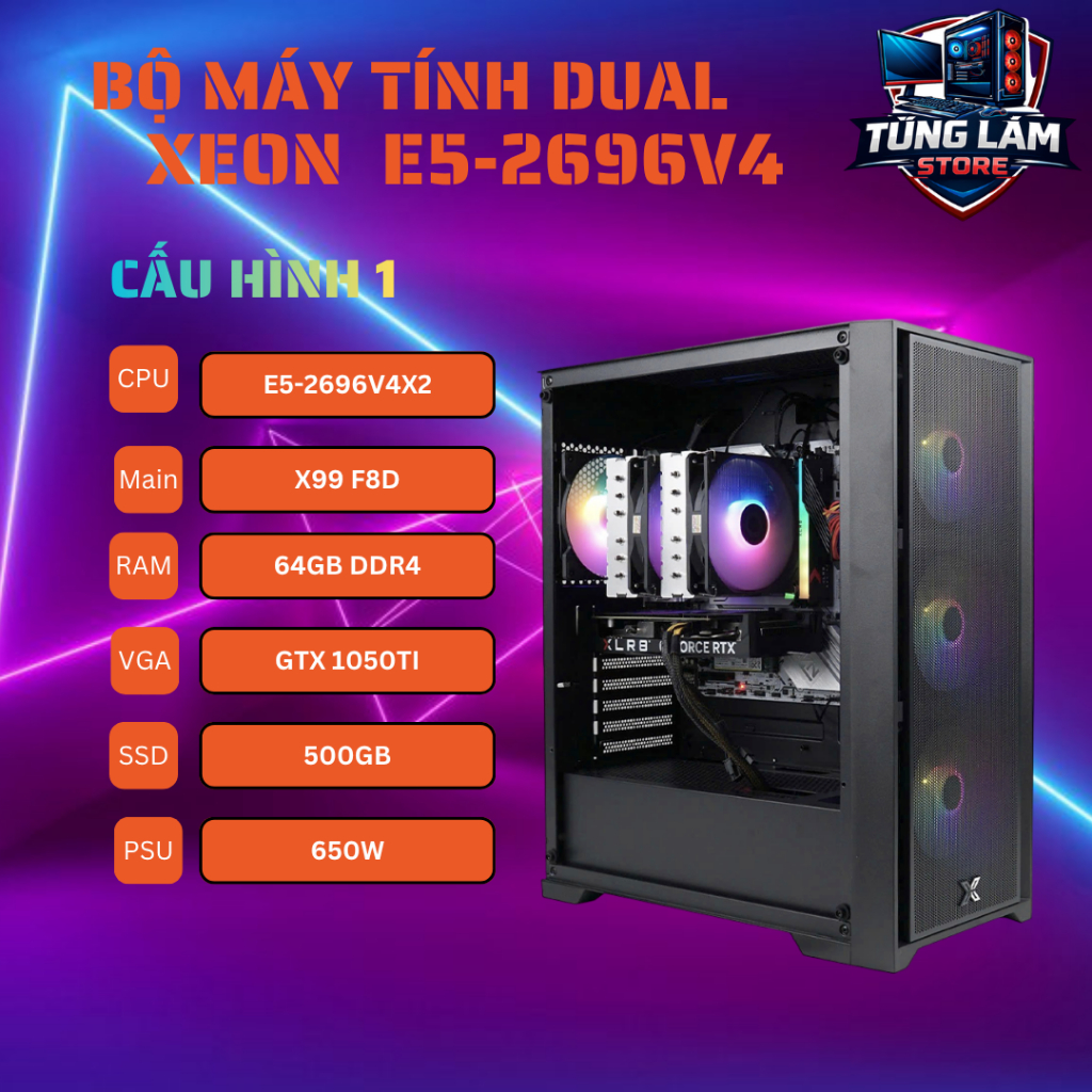 Bộ Máy Tính Dual Xeon E5-2696V4 Chuyên Giả Lập