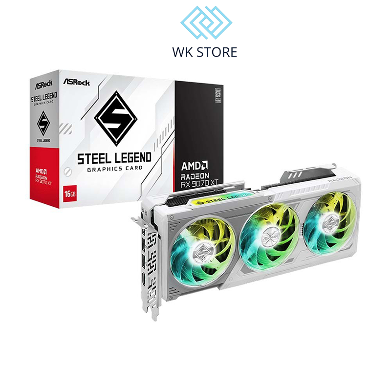 VGA ASROCK AMD RADEON RX 9070 XT STEEL LEGEND 16GB (RX9070XT SL 16G) Mới, BH 36T