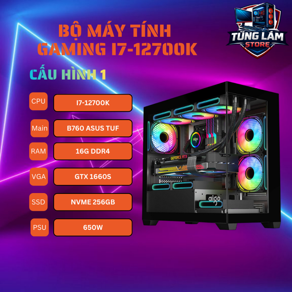 Bộ Máy Tính Gaming Cực Mạnh i7-12700K Cân Mọi Kèo