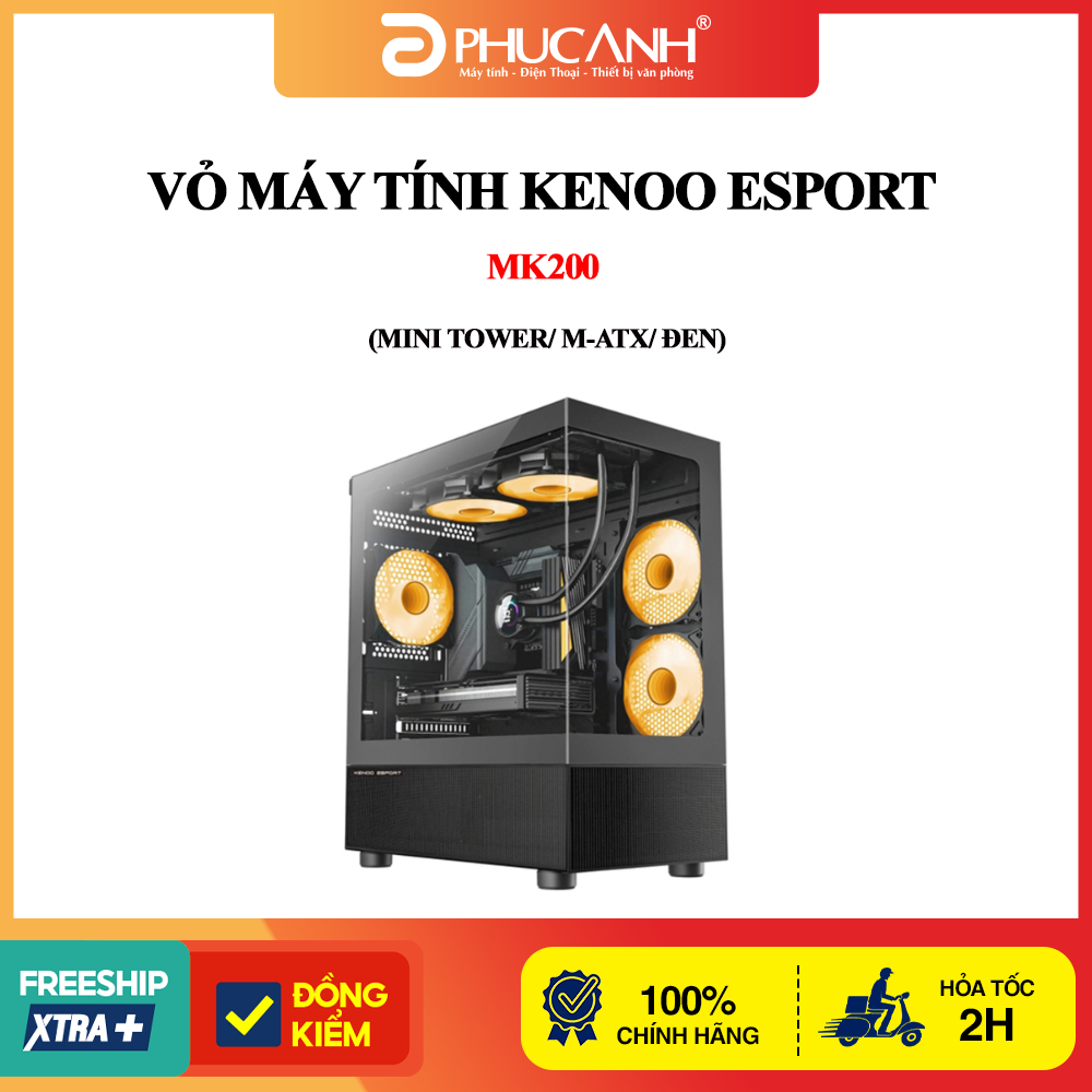 Vỏ máy tính KENOO ESPORT MK200 - Màu đen (Mini Tower/ M-ATX/ Đen)