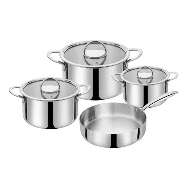 BỘ NỒI CHẢO 4 MÓN NOBINOX PLANUM NX800 Nguyên khối cao cấp 304