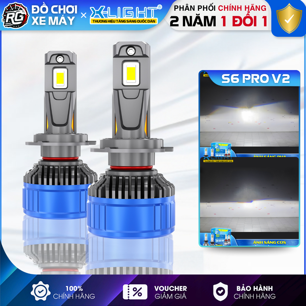 Bóng Led Ô Tô Xe Máy XLIGHT S6 Pro V2 Chống Lỗi CanBus, Đèn Led H4 / H7 / H11 / 9005 Công Suất 70W