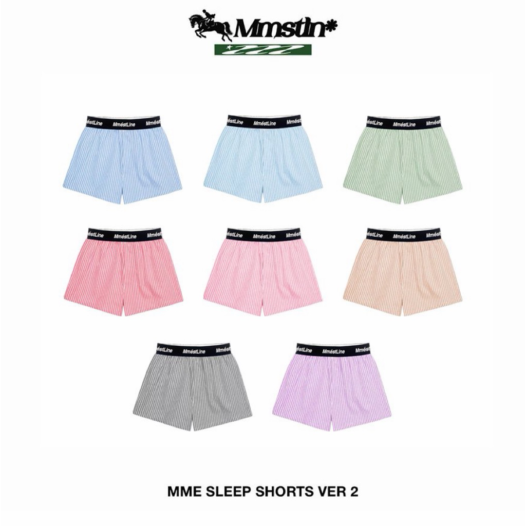 Quần ngủ MMESTLINE "SLEEP SHORT" form trên gối chất liệu kate sọc thoáng mát lưng thun | BigBuy360 - bigbuy360.vn