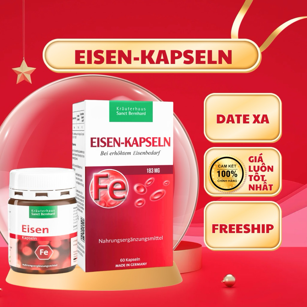 Viên uống bổ sung sắt Eisen Kapseln (Lọ 60 viên nang)