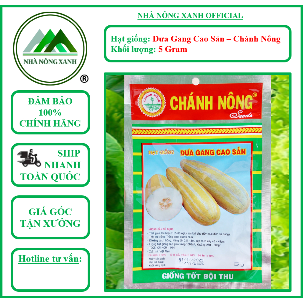 Hạt Giống DƯA GANG CAO SẢN - CHÁNH NÔNG - Gói 5gr - Nhà Nông Xanh - Dưa Gang Dài - Dưa Bở - Dưa Nứt 