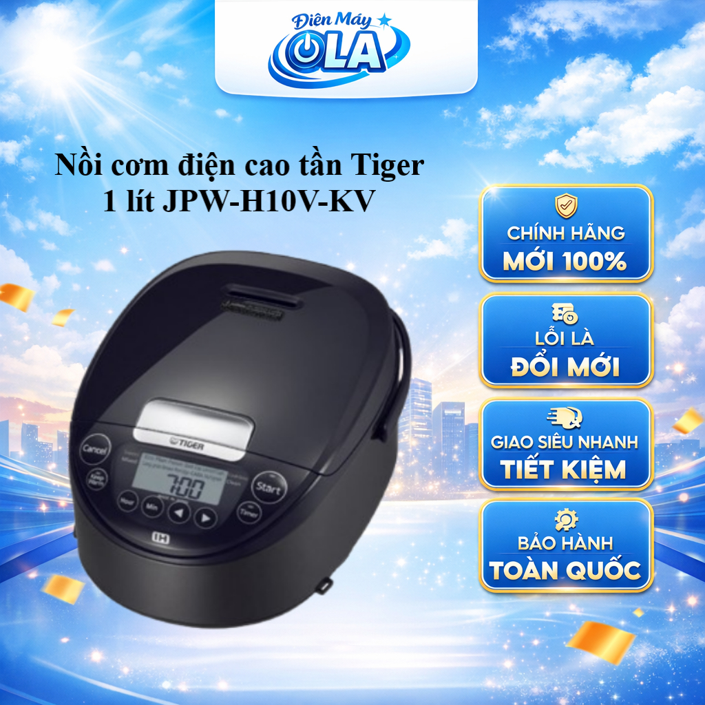 Nồi cơm điện cao tần Tiger JPW-H10V 1 lít - Đen, Nhật Bản