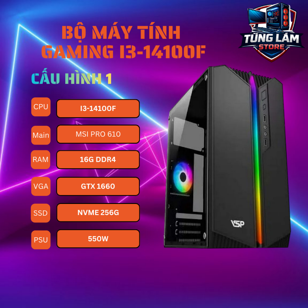 Bộ Máy Tính Gaming i3-14100F Dễ Dàng Nâng Cấp