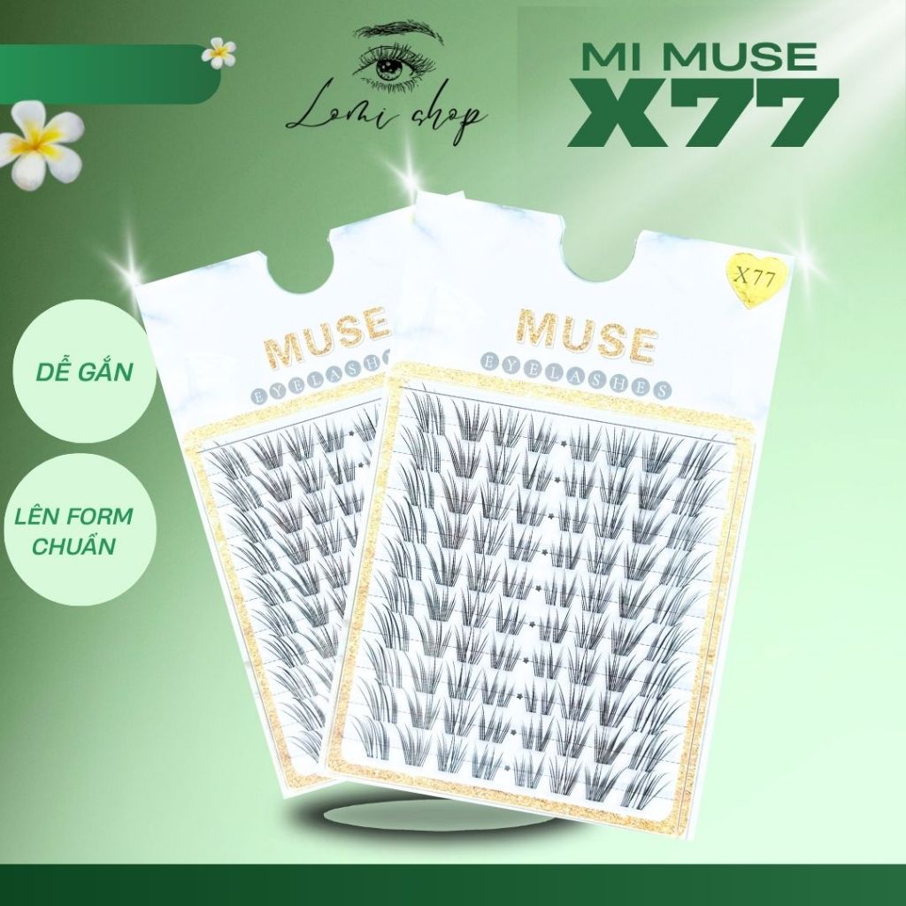 Mi Giả Muse X77 – Lông Mi Giả Cao Cấp, Mi Cụm Xéo Đuôi - Lomi Shop