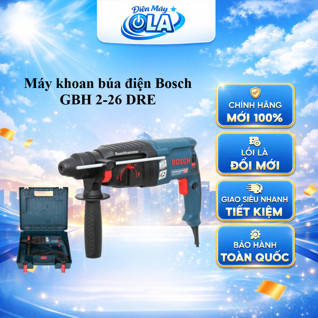 (TOÀN QUỐC) - GBH 2-26 DRE - Máy khoan búa điện Bosch GBH 2-26 DRE 800W