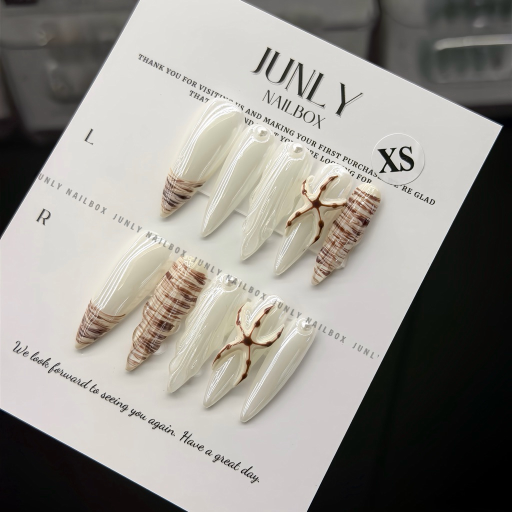 Nailbox Thiết Kế JUNLY móng tay giả Thủ công Sò Sao Biển Ánh Trai mã 563