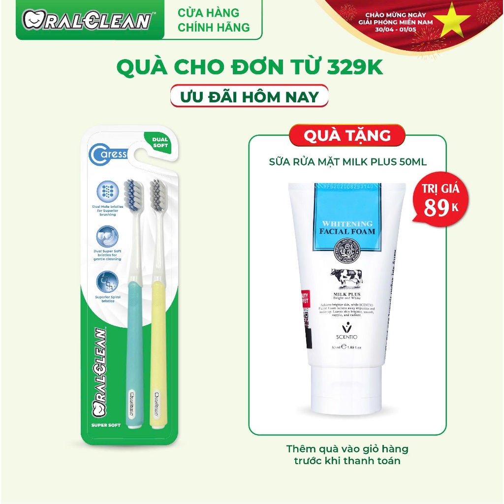 Combo 2 Bàn Chải Đánh Răng OralClean Caress Dual Soft