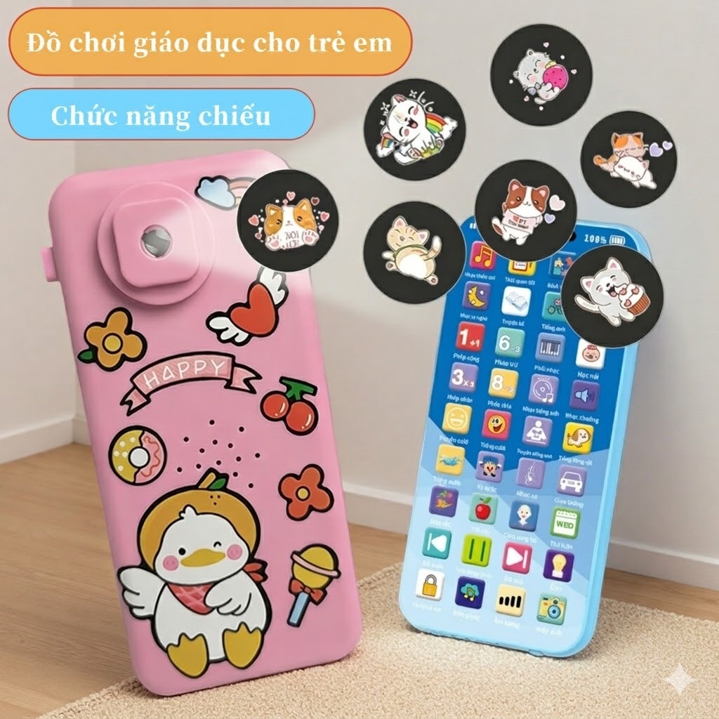 Đồ Chơi Điện Thoại Thông Minh 36 Phím Tiếng Việt Cho Bé - Có Máy Chiếu & Sạc Pin Type-C Cao Cấp