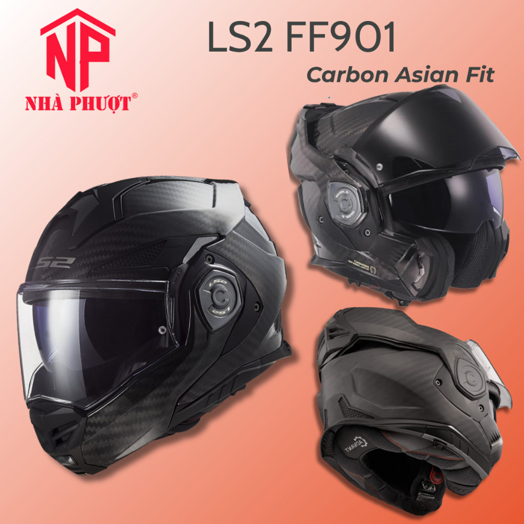 Mũ Bảo Hiểm Fullface Lật Hàm LS2 FF901 Advant X Carbon - ASIAN FIT