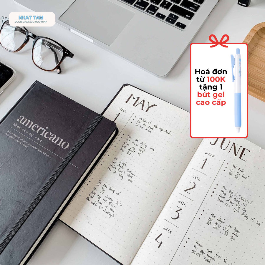 Sổ Tay A5 bìa cứng Dotgrid Crabit bullet journal - Coffeeine Americano