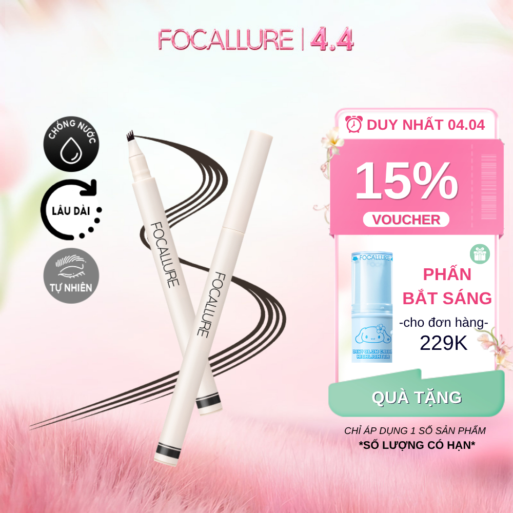 FOCALLURE Bút Kẻ Mày phẩy sợi 4 nhánh bền màu chống thấm nước 0.6ml | BigBuy360 - bigbuy360.vn