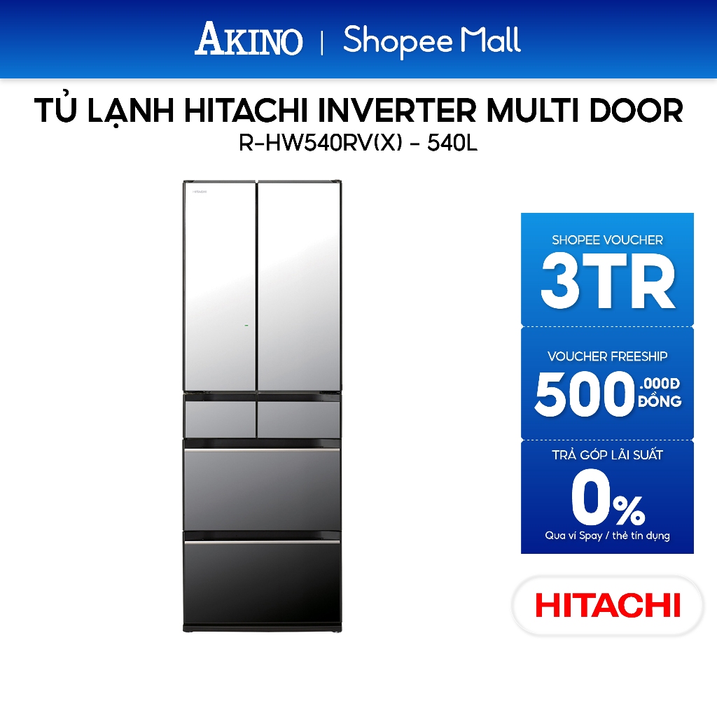 R-HW540RV-X | Tủ lạnh Hitachi Inverter 540 lít Multi Door R-HW540RV(X) - Hàng Chính Hãng