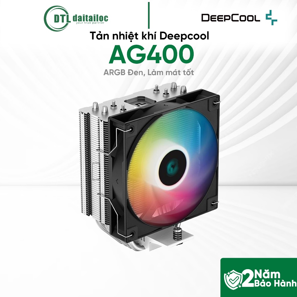 Tản nhiệt khí Deepcool AG400 ARGB Đen, Hiệu suất ổn định, Tương thích cao | Chính Hãng | Bảo Hành 24