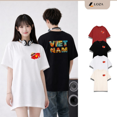 Áo thun unisex nam nữ in hình Việt Nam chất liệu thun 100% cotton LOZA UX30 - US8517