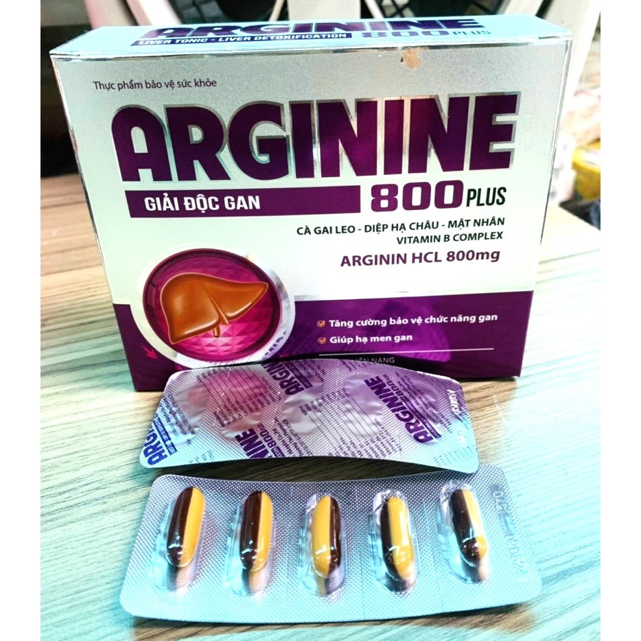 Giải độc gan Arginine 800 plus  giúp bổ gan, mát gan, giải độc, hạ men gan, tăng cường chức năng gan