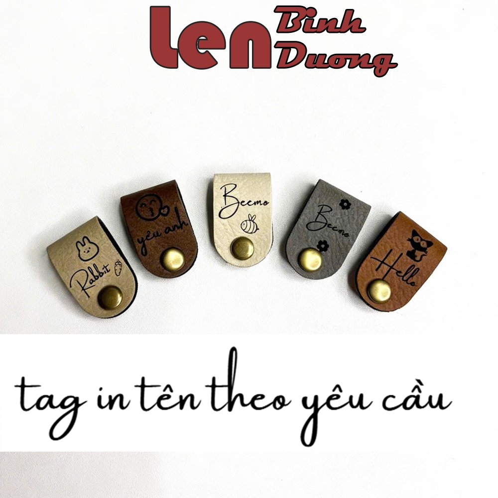 Tag Da PU In Theo Yêu Cầu Kèm Khuy Bấm – Thẻ Da Trang Trí Mũ Len, Túi, Khăn Choàng