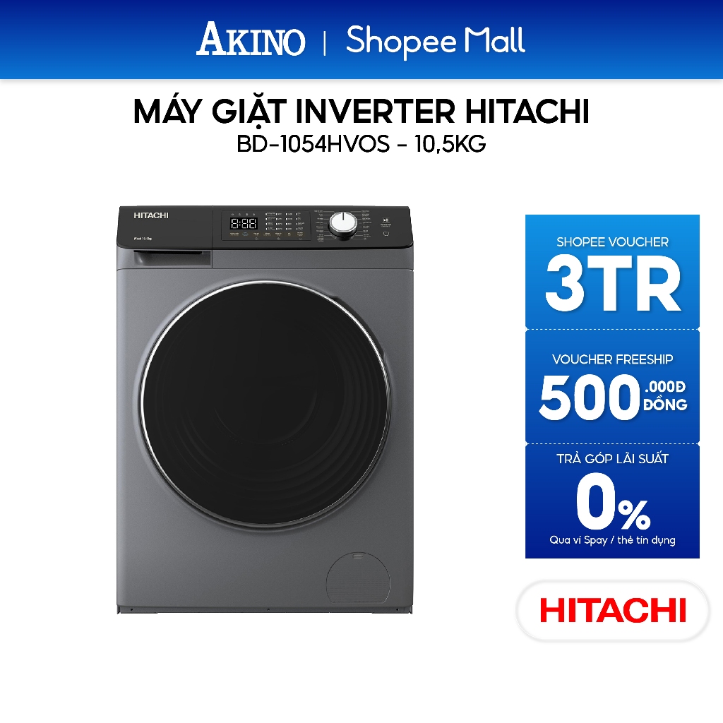 BD-D1054HVOS | Máy giặt sấy Lồng Ngang Hitachi Inverter 10.5/7kg BD-D1054HVOS - Bảo Hành Chính Hãng