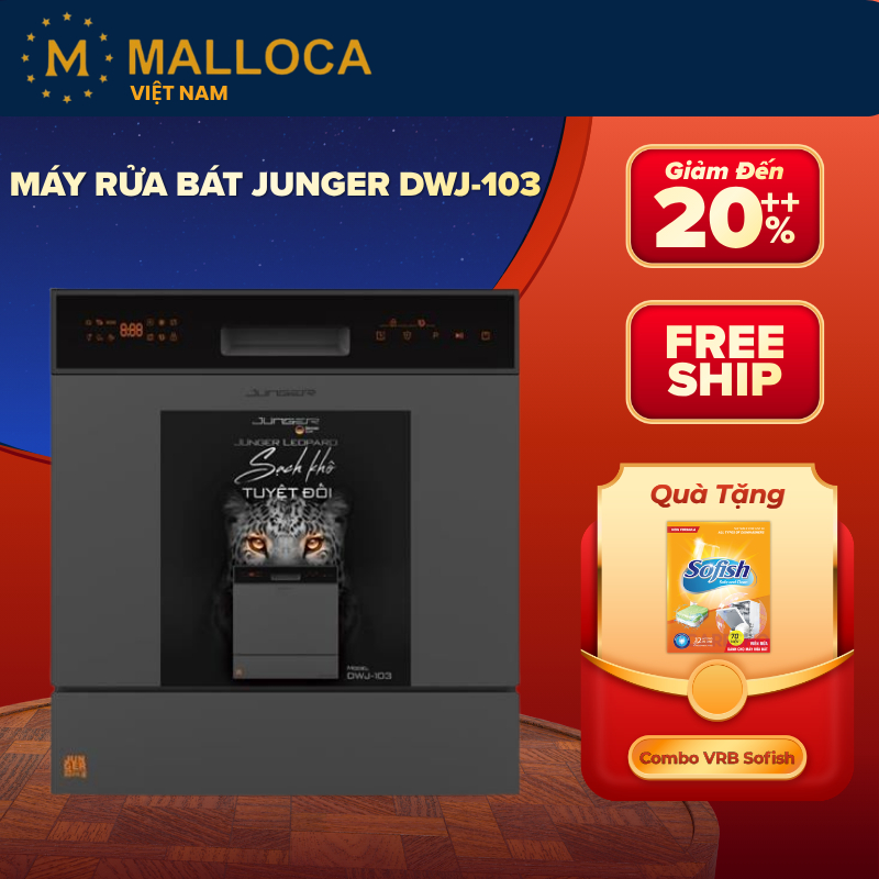 Máy Rửa Chén Độc Lập Junger DWJ-103 – Dung Tích 12-13 Bộ – 4 Công Nghệ Junger Hiện Đại