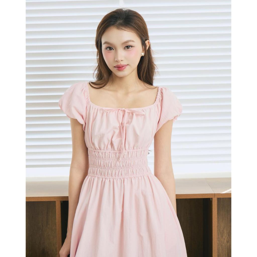 Đầm maxi nữ tay ngắn THE C.I.U, váy chiết eo smock dáng xòe nữ tính dịu dàng – Mamie Dress - MN12 | BigBuy360 - bigbuy360.vn
