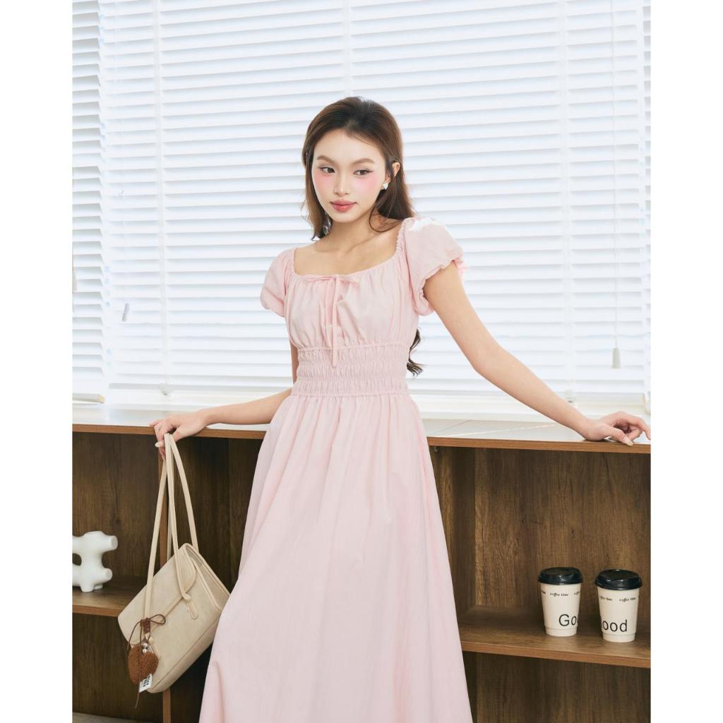Đầm maxi nữ tay ngắn THE C.I.U, váy chiết eo smock dáng xòe nữ tính dịu dàng – Mamie Dress - MN12 | BigBuy360 - bigbuy360.vn