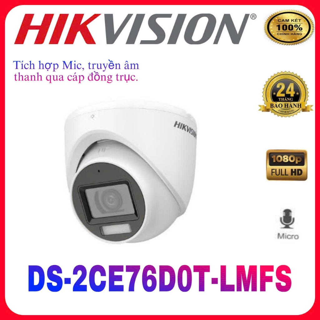 Camera HDTVI 2MP HIKVISION DS-2CE76D0T-LMFS