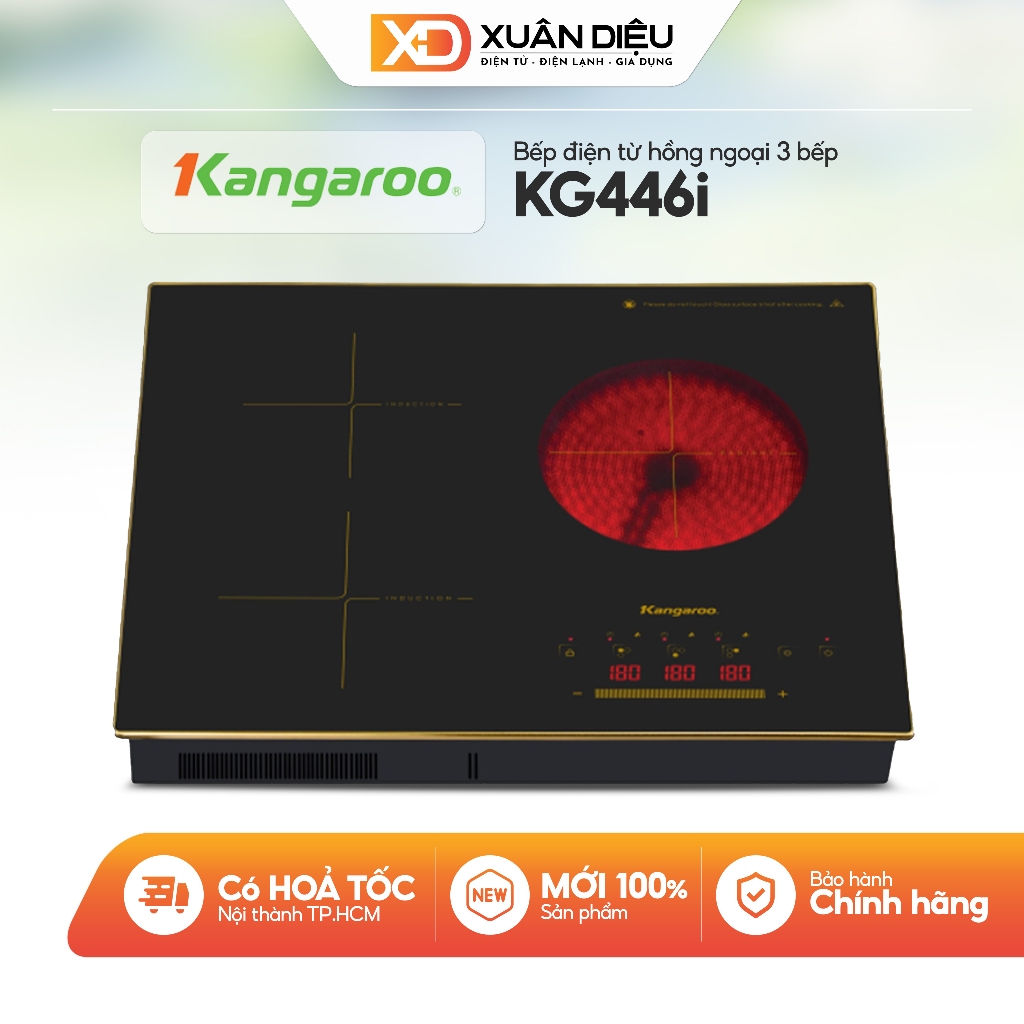 Bếp Từ Hồng Ngoại 3 Vùng Nấu Lắp Âm Kangaroo KG446I