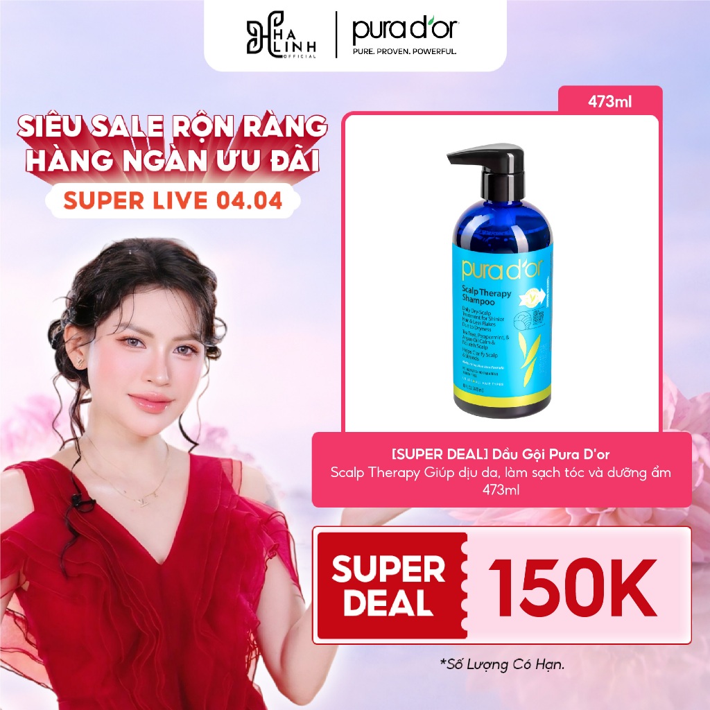 [SPD VHL x Pura D'or] Dầu gội Pura D'or Scalp Therapy Giúp Dịu Da, Làm Sạch Tóc Và Dưỡng Ẩm 473ml