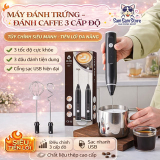 Máy Đánh Trứng Cầm Tay, Máy Đánh Bọt Cà Phê, Đánh Cafe Đánh Trứng Mini Sạc Điện Tiện Lợi