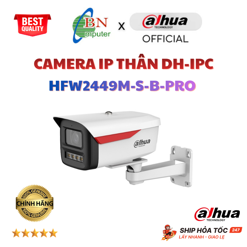 Camera IP Dahua DH-IPC-HFW2449M-S-B-PRO WizColor ĐÊM NHƯ BAN NGÀY, loa, mic 4MP