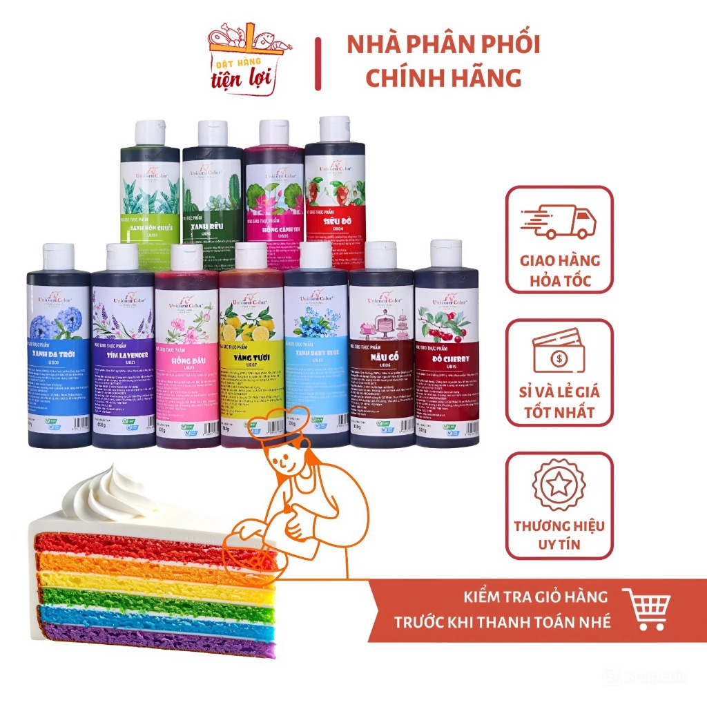 [TỔNG HỢP] Màu Thực Phẩm Unicorn Chai 600gr Không Đắng - Unicorn Color 600gr
