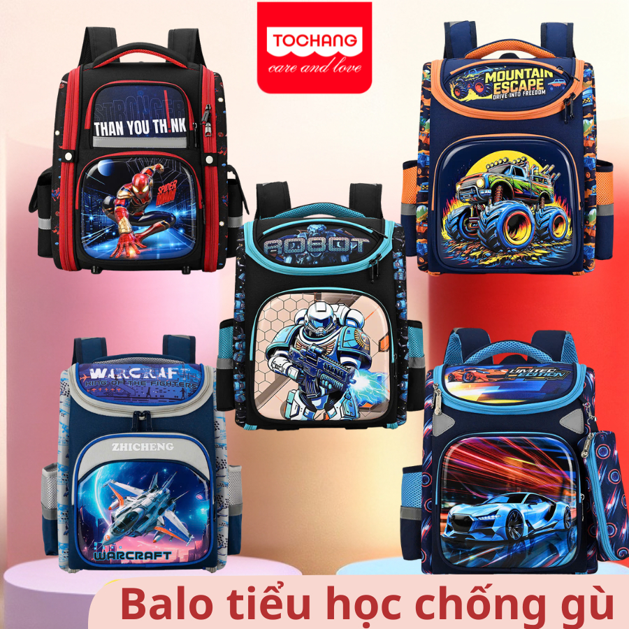 balo chống gù xuất nga balo học sinh tiểu học siêu nhẹ chống nước cho bé lớp 3-5 ( TOCHANG)