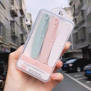 Sét 3 dao cạo tỉa lông mày sắc bén gấp gọn, dao cạo lông mày