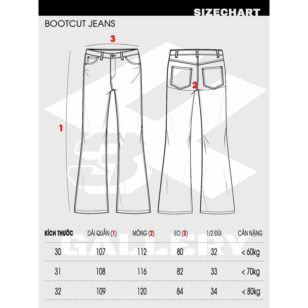 QUẦN JEANS 3FG DÁNG BOOTCUT PHỐI MÀU BLACK WASHED 13OZ | BigBuy360 - bigbuy360.vn