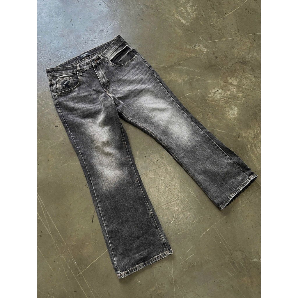 QUẦN JEANS 3FG DÁNG BOOTCUT PHỐI MÀU BLACK WASHED 13OZ | BigBuy360 - bigbuy360.vn