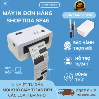 Máy in đơn hàng Shoptida SP46 in đơn hàng khổ a6, a7, phiếu gửi, minicode, logo tự dán, bảo hành 12 tháng