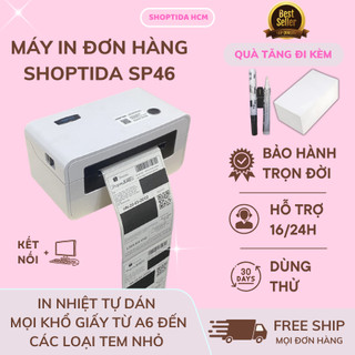 Máy in đơn hàng A6, A7 shoptida sp46 in đơn hàng TMĐT, tem nhãn tự dán, máy in đơn hàng tự dán BH 12 tháng